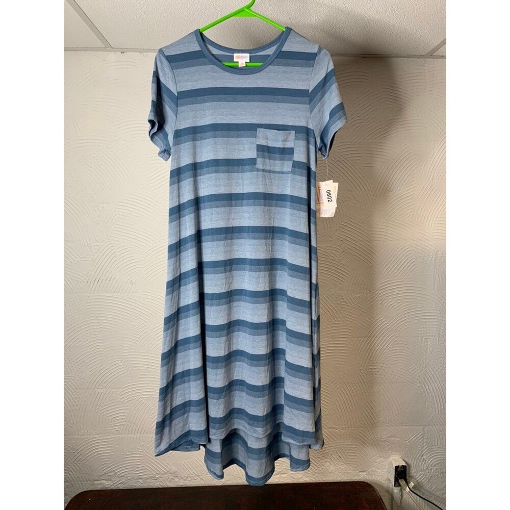 Lularoe Carly Blue Stripes NWT XS